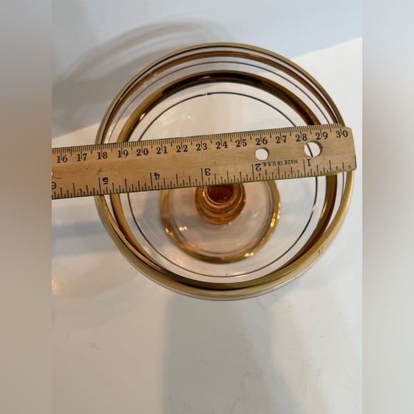 Vintage Roumania Glass with Gold Trim Blown Glass Compote or Vase Circa 1970's - Picture 5 of 8